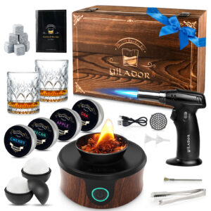 SY1 Electric Whiskey Smoker Kit, Luxurious Wooden Box, Gifts for Men (No Butane)